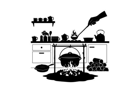 Download Cozy Campfire Cooking Flat Design Vector - Premium Resources