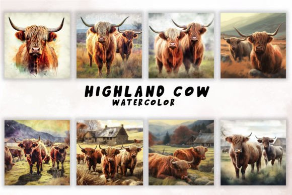 Download Watercolor Highland Cow Wall Art - Cow wall art Collection