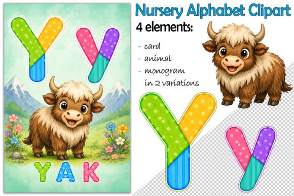Download Alphabet Clipart Letter Y, Cute Yak PNG - Alphabet Collection