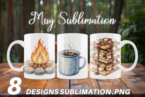 Download Watercolor Campfire Cooking Mug Wrap - Premium Resources