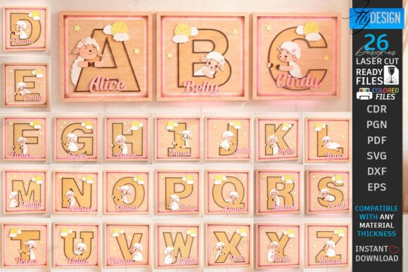 Download Nursery Name Sign Alphabet Laser Cut Set - Alphabet Collection