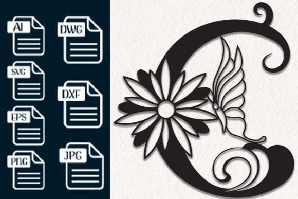 Download Butterfly Floral Alphabet Laser Cut C - Alphabet Collection