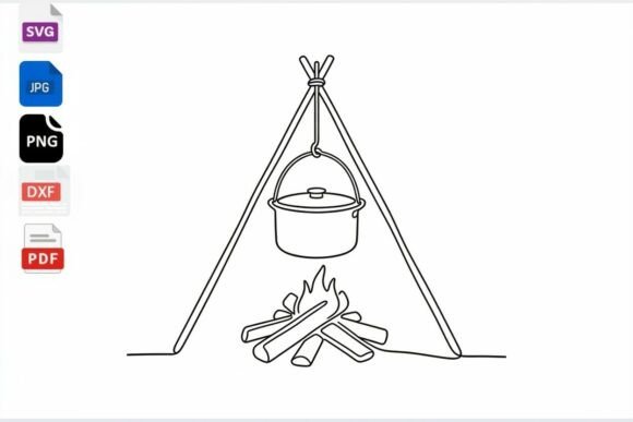 Download Campfire Cooking Pot SVG Campfire Line - Premium Resources