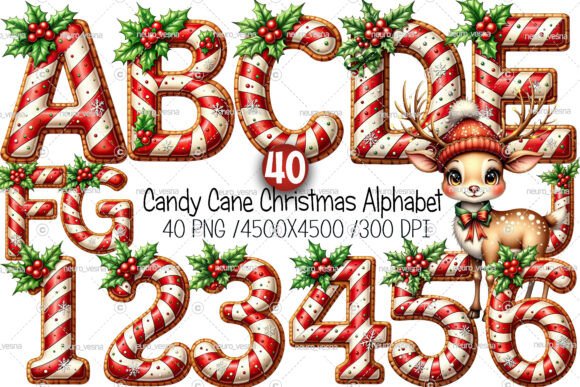 Download Candy Cane Christmas Alphabet - Alphabet Collection